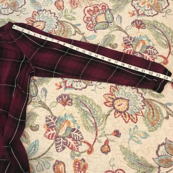 J Jill Burgundy Plaid Blouse - Size M - Picture 13 of 13